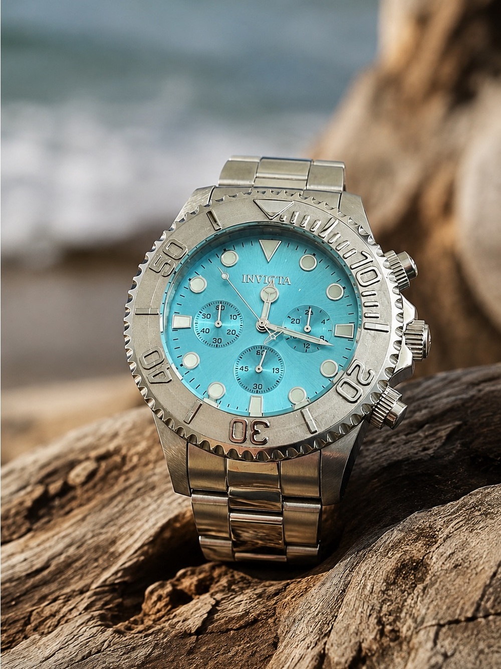 Invicta Grand Diver PF22344 47mm Blue Chronograph Stainless Steel NWT Box